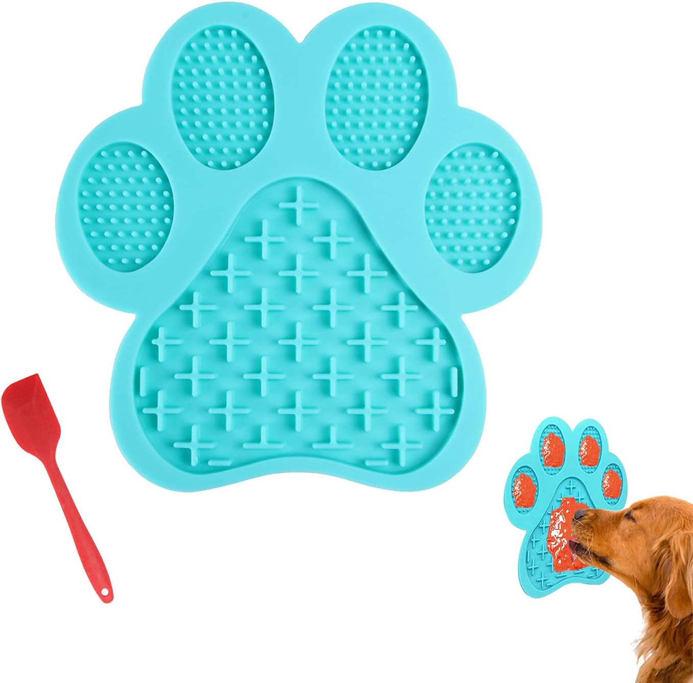 Dog Licking Mat for Anxiety Peanut Butter Slow Feeder Bowls Licking Pad with Strong Suction to Wall for Pet Bathing,Grooming,and Dog Training (Red)
