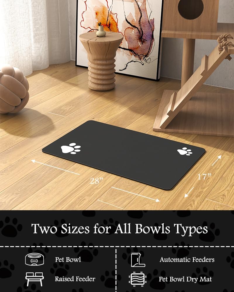 PADOOR Pet Feeding Mat-Absorbent Dog Mat for Food and Water Bowl-No Stains Easy Clean Dog Food Mat-Quick Dry Water Dispenser-Puppy Supplies Accessories