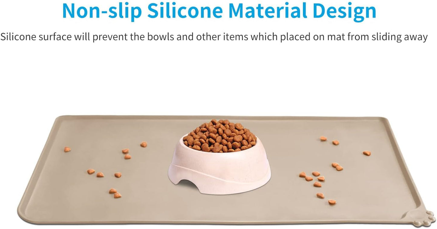 AUDWUD Silicone Waterproof Pet Feeding Mats,Anti Slip Bowl Pad,Dog Mat for Food and Water