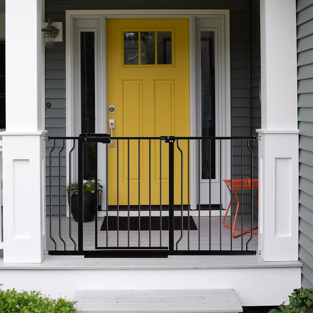 Fairy Baby Extra Wide Baby Gate Black 57.5-62 Inch Wide, Walk Through Pressure Mounted No Drill for Doorways, Long and Large Tension Dog Gates for Pet and Kids