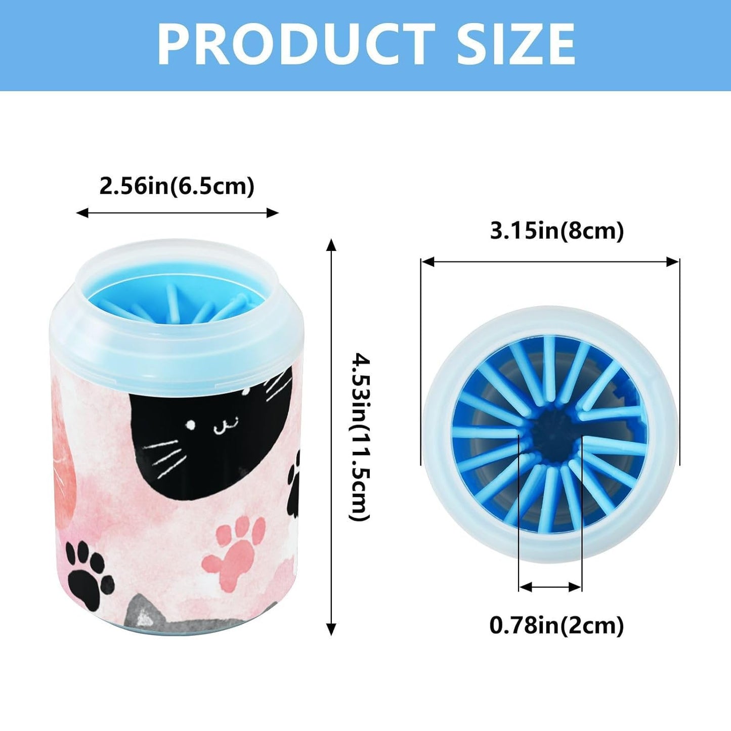 Dog Paw Cleaner Cups for Dogs Pet Foot Washer Paw Scrubber for Medium Small Dogs Cats Cleaning Cup Cute Yellow Fiesta Guitars Cacti and Ethnic Birds