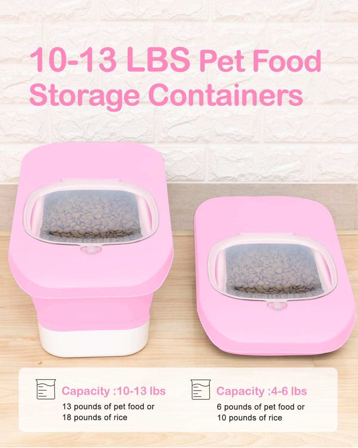 10-13 Lbs Dog Food Stroage Container, Collapsible Dog Food Containers with Airtight Lid, Pet Food Scoop, Pet Food Storage Container Dry Food for Dog, Cat and Other Pets