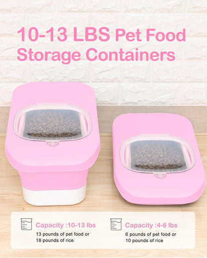 10-13 Lbs Dog Food Stroage Container, Collapsible Dog Food Containers with Airtight Lid, Pet Food Scoop, Pet Food Storage Container Dry Food for Dog, Cat and Other Pets