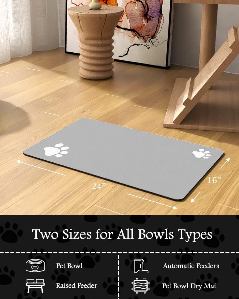 PADOOR Pet Feeding Mat-Absorbent Dog Mat for Food and Water Bowl-No Stains Easy Clean Dog Food Mat-Quick Dry Water Dispenser-Puppy Supplies Accessories