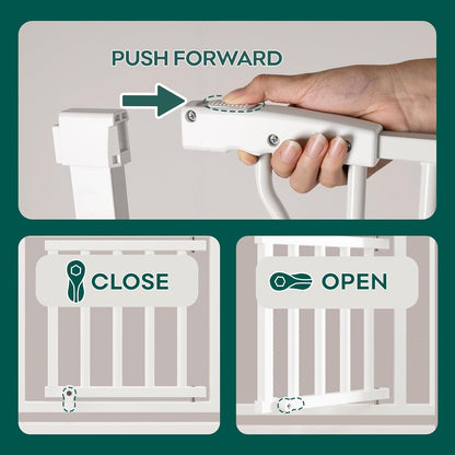 Ostutry 53in Extra Tall Cat Gate for Doorway, 29.5-40.6in Wide Auto Close Pet Gate with Cat Door, Climb Proof Dog Gate No Drilling Pressure Mounted, White