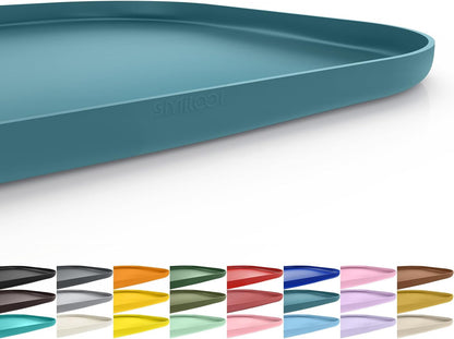 Small Silicone Pet Food Mat with Raised Edge for Food and Water Bowl, Square Dog Feeding Mats, Cat Food Trays for Floor Waterproof, Rubber Tray for Dogs and Cats, 12 x 12 x 0.7 Light Olive Green