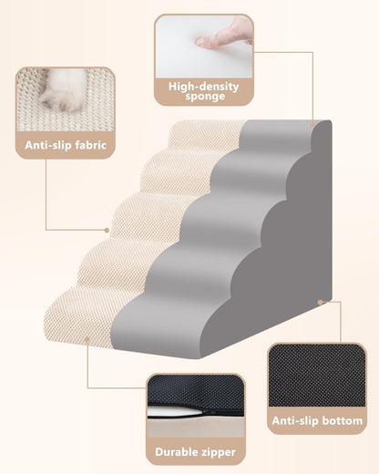 Aodisman Dog Stairs for Small Dogs,3 Step Dog Ramp for Couch and Bed,Pet Stairs with Non-Slip Bottom for Old Cats,Indoor Pet Steps,Comfort,Durable,15.4" H