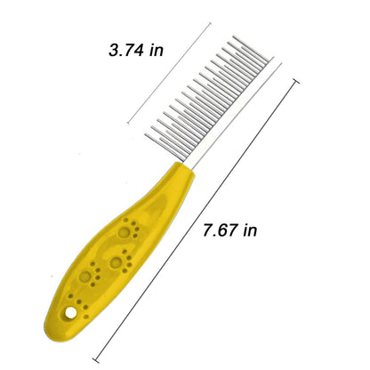 Dog or Cat Comb Grooming with Short and Long Teeth Dematting Knots Tangles Remover Combs Detangler Tool Suitable for Dogs Cats Poodle HorseStainless Steel Pin (Black)