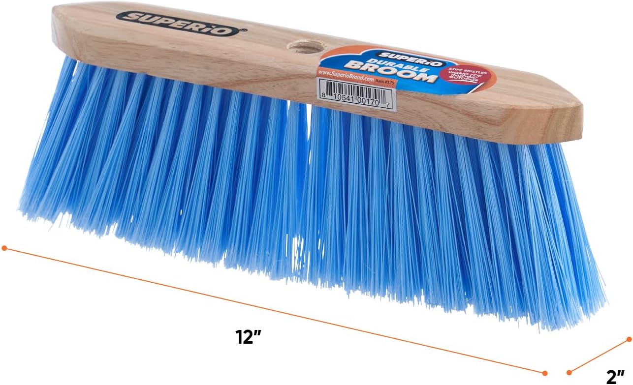 Superio Kitchen and Home Horsehair Broom With Wood Handle, Fine Premium Bristles - Heavy Duty Household Broom Easy Swiping Dust And Wisp Floors And Corners , 12" sweeping head