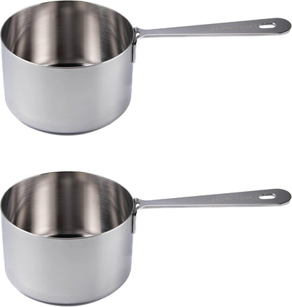 Honey Bear Kitchen 1/4 Cup 60 ml Leave-in Canister Scoops, Polished Stainless Steel (Set of 2)