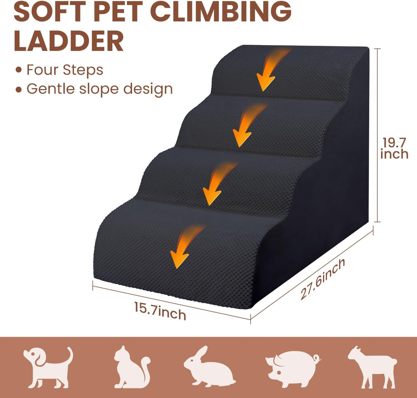 Dog Stairs for Small Dogs, 3 Tiers High Density Foam Dog Ramp, Extra Wide Non-Slip Pet Steps for High Beds Or Couch, Soft Foam Doggie Ladder for Dogs Injured, Older Pets, Small Cats
