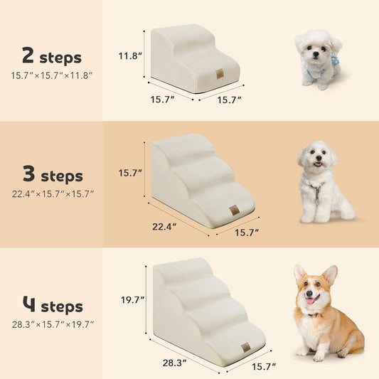 Mestuel 2-Tiers Extended Dog Stairs Steps for Couch Sofa, Dog Stairs for Small Dogs, Pet Stairs Ramp Ladder Friendly to Small Old Joint Injury Dogs Cats,Non-Slip & Washable,Blue