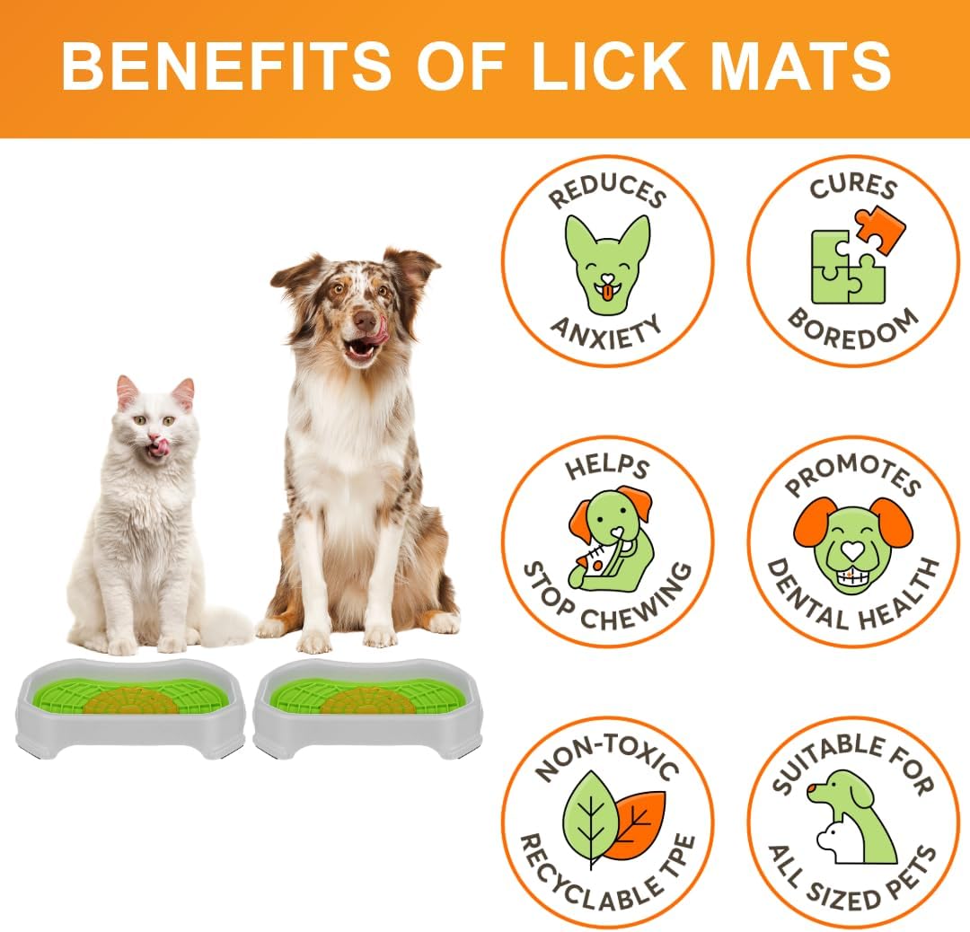 Neater Pets Neat-LIK Dog Lick Mat w/Mess-Proof Tray, Lick Mat for Dogs, Cats, Puppy, Reduces Anxiety & Boredom, Peanut Butter Slow Feeder, Interactive Treat Licking Pad (Green/Vanilla Bean)