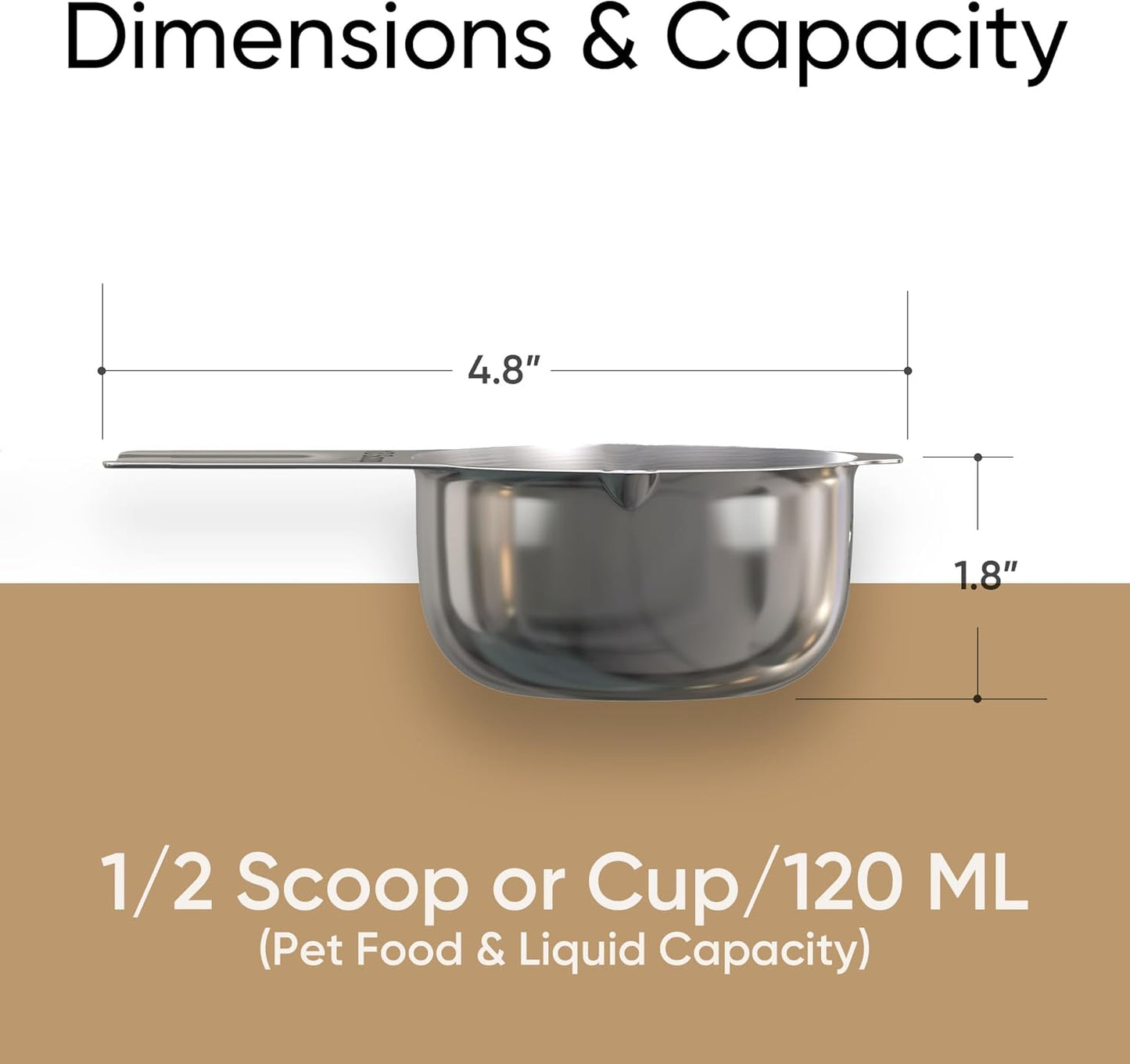Color Up 1 Cup Pet Food Scoop – Stainless Steel Dog Food Scoop Cup (16 Tbsp) – Heavy-Duty, Rust-Resistant Measuring Scoop for Dogs, Cats, Birds & Rabbits – Ideal for Dry Food & Treats