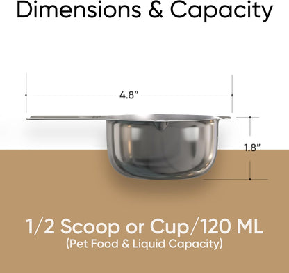 Color Up 1 Cup Pet Food Scoop – Stainless Steel Dog Food Scoop Cup (16 Tbsp) – Heavy-Duty, Rust-Resistant Measuring Scoop for Dogs, Cats, Birds & Rabbits – Ideal for Dry Food & Treats