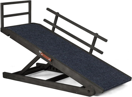 Dog Ramp for Beds, Cars, Couches, Dog Steps Anti-Slip Surface, Dogs Ramps for Old Small Pet,High Traction with Platform, 7 Adjustable Heights 16" to 27" Up, Portable Stairs Design for Dogs, 45.3" Long