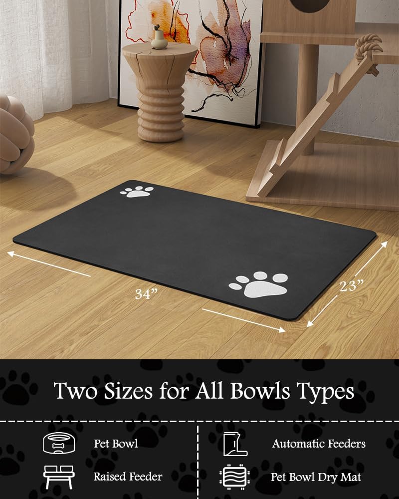 PADOOR Pet Feeding Mat-Absorbent Dog Mat for Food and Water Bowl-No Stains Easy Clean Dog Food Mat-Quick Dry Water Dispenser-Puppy Supplies Accessories