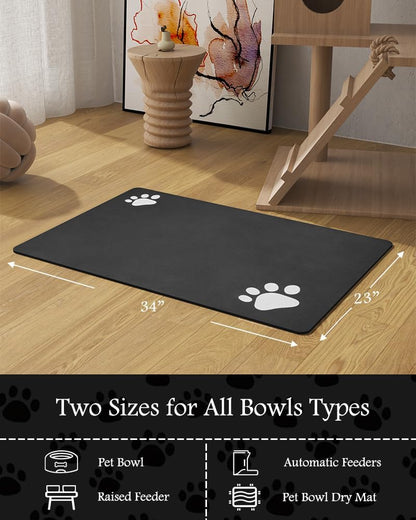 PADOOR Pet Feeding Mat-Absorbent Dog Mat for Food and Water Bowl-No Stains Easy Clean Dog Food Mat-Quick Dry Water Dispenser-Puppy Supplies Accessories