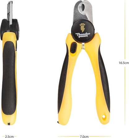 LED Dog Nail Clippers with Light, Trimmers with Protective Guard, Quick Sensor, Safety Lock and Nail File - Suitable for Large and Small Dogs & Cats (Yellow, LED)