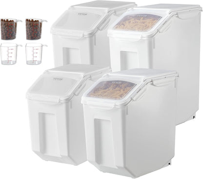 VEVOR Rice Storage Container, 4.5Gallon/20L Capacity Large Dog Food Dispenser Bin, Kitchen Ingredient Grain Cereal Flour Bin, Pet food Containers with Wheels, Measuring Cup, Airtight Lid, 1 Pack
