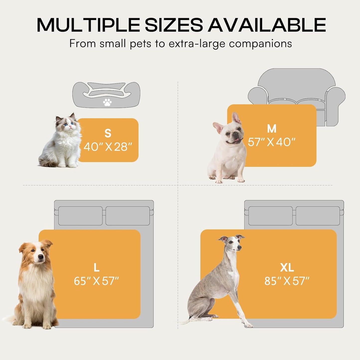Luciphia Waterproof Dog Blanket for Large Dogs Ultra-Soft Calming Cut Pile Flannel Throw Durable & Warm Furniture Protection for Couch Bed Pet Blanket Machine Washable Stone Gray,L(65''x57'')