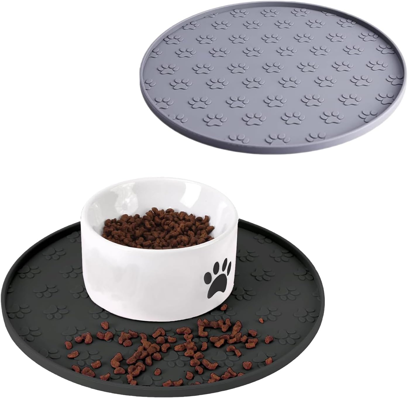 Pet Feeding Mat, Waterproof, Raised Edges to Prevent Spills, Easy Clean in Dishwasher, Dogs and Cats Placemat Tray to Stop Food and Water Bowl Messes on Floor(1Pack Beige)
