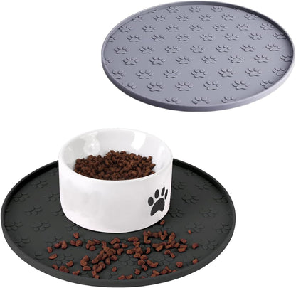 Pet Feeding Mat, Waterproof, Raised Edges to Prevent Spills, Easy Clean in Dishwasher, Dogs and Cats Placemat Tray to Stop Food and Water Bowl Messes on Floor(1Pack Beige)
