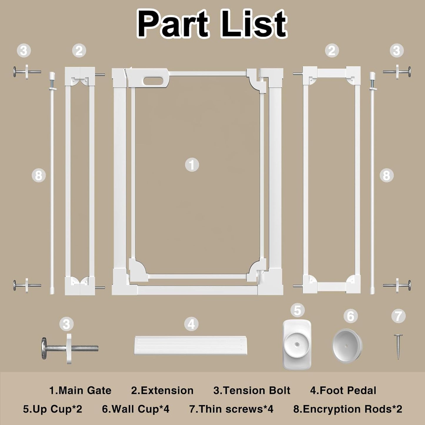 WAOWAO Clear Baby Gate for Stairs Modern Design Acrylic Auto Close Pet Gate, 29.52-37.79" Wide Safety Baby Gate for Doorways,White Clear Dog Gates Indoor, Hallways,Kitchen