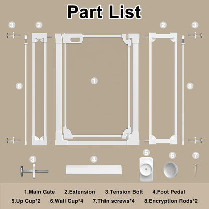 WAOWAO Clear Baby Gate for Stairs Modern Design Acrylic Auto Close Pet Gate, 29.52-37.79" Wide Safety Baby Gate for Doorways,White Clear Dog Gates Indoor, Hallways,Kitchen