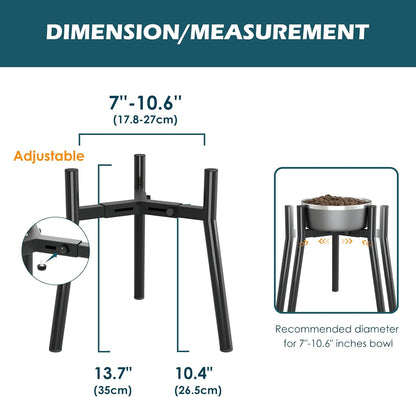 SHAINFUN Raised Dog Bowl Stand for Large Dogs 11" Height Adjustable Width 7-10.6" Single Tall Elevated Dog Bowls Stand, Food & Water Feeder Holder for Large Breeds (Bowl Not Included)