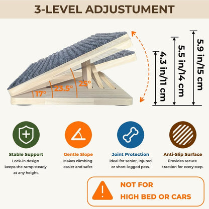2 Pack Foldable Portable Folding Wooden Dog Stairs Wedge Pet Cat Steps Ramp Helper Indoor for Small Dogs Ivdd Old Cats Older Senior Orthopedic Dog Puppy Doggie Dachshund with Non-Slip Mat