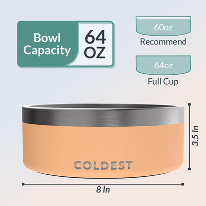 Coldest Dog Bowl - Anti Rust Metal, Non Slip, 3 Layers Insulated Stainless Steel Dog Bowls - Spill Proof & Heavy Duty - Water Bowl for Dogs, Cats & Pets, Dish Washer Safe (21 oz, Stealth Black)