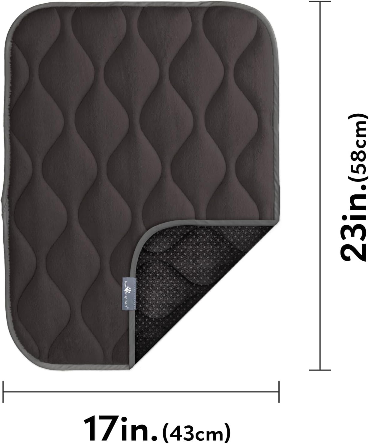 Paw Inspired Washable Padded Crate Mats for Dogs | 29” x 18” Pad, Fits 30-inch Kennels | Leakproof, Waterproof Bottom, Plush Pet Beds (Gray)