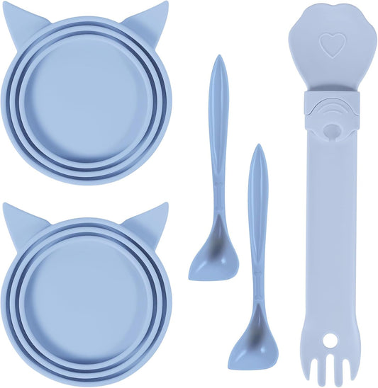 5-Piece Set Reusable Cat Food Can Lids, BPA-Free, Odor-Proof, Fits 2.4/2.8/3.2 Inch Cans (2.8oz/3oz/5.5oz), Fridge Safe (gray)