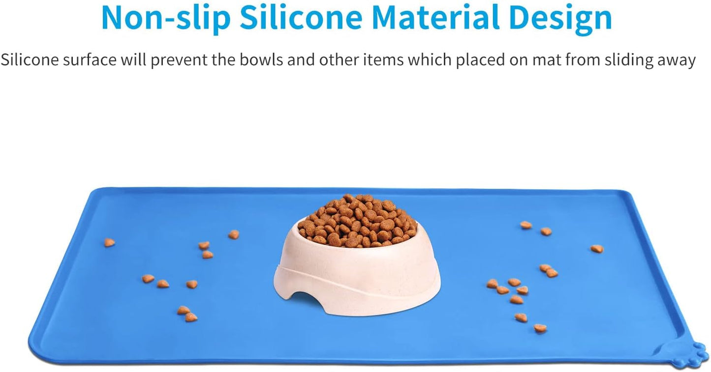 AUDWUD Silicone Waterproof Pet Feeding Mats,Anti Slip Bowl Pad,Dog Mat for Food and Water