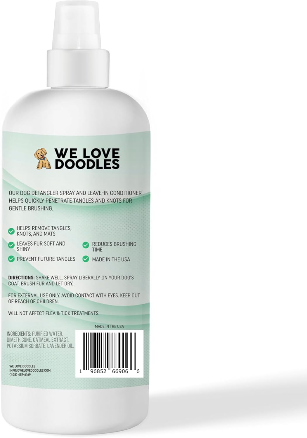 We Love Doodles Dog Detangler Spray - Leave-in Conditioner for Dogs - Dog Detangling Spray - Dematting Spray for Dogs - Tangle Remover - Made in The USA, Large 16 fl oz (Ocean Breeze)