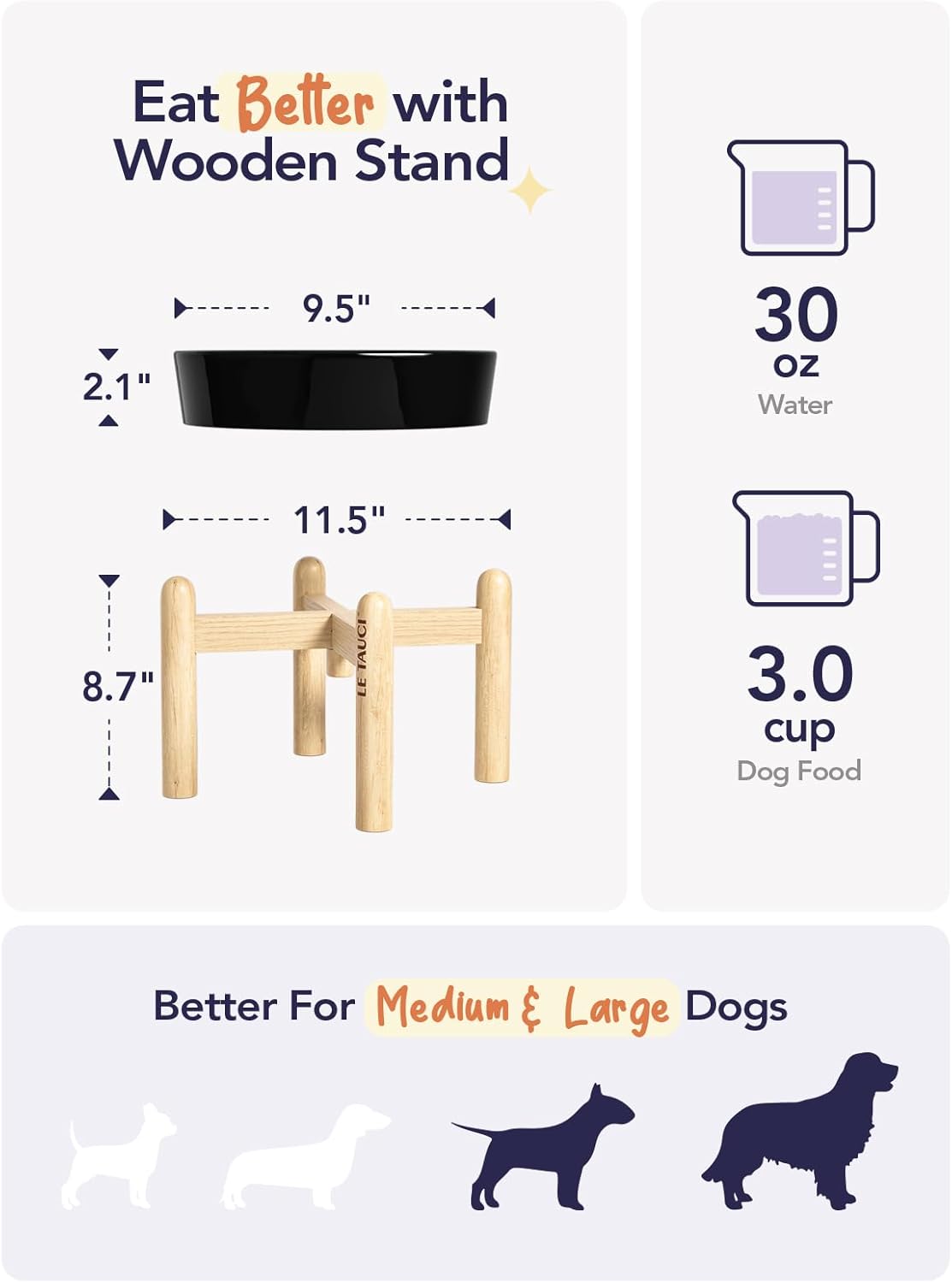 LE TAUCI Dog Bowls Slow Feeder Ceramic, 1.5 Cup Slow Feeding Bowl for Small and Medium Breed, Puzzle Dog Food Bowl for Fast Eater, Maze Purple