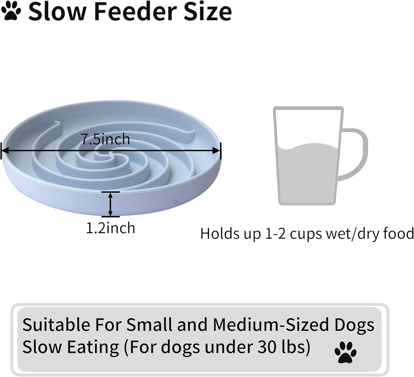 Bifeaw Slow Feeder Dog Bowls, Dishwasher Microwave Safe Silicone Puppy Puzzle Bowl with Non-Slip Design for Eating (Grey Green)