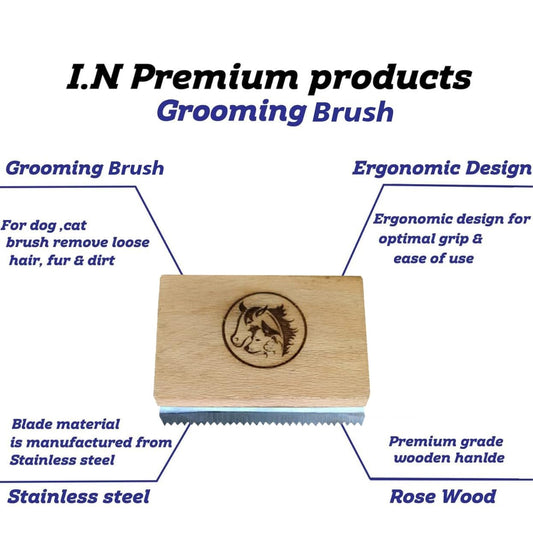 Original Deshedding Grooming Tools for Horse, Cats & Dogs Easy Ergonomic Wooden Handle Professional Brush Grooming Tool, Remove painlessly 95 Percent of Lose Hair Fur & Dirt (5 inch)