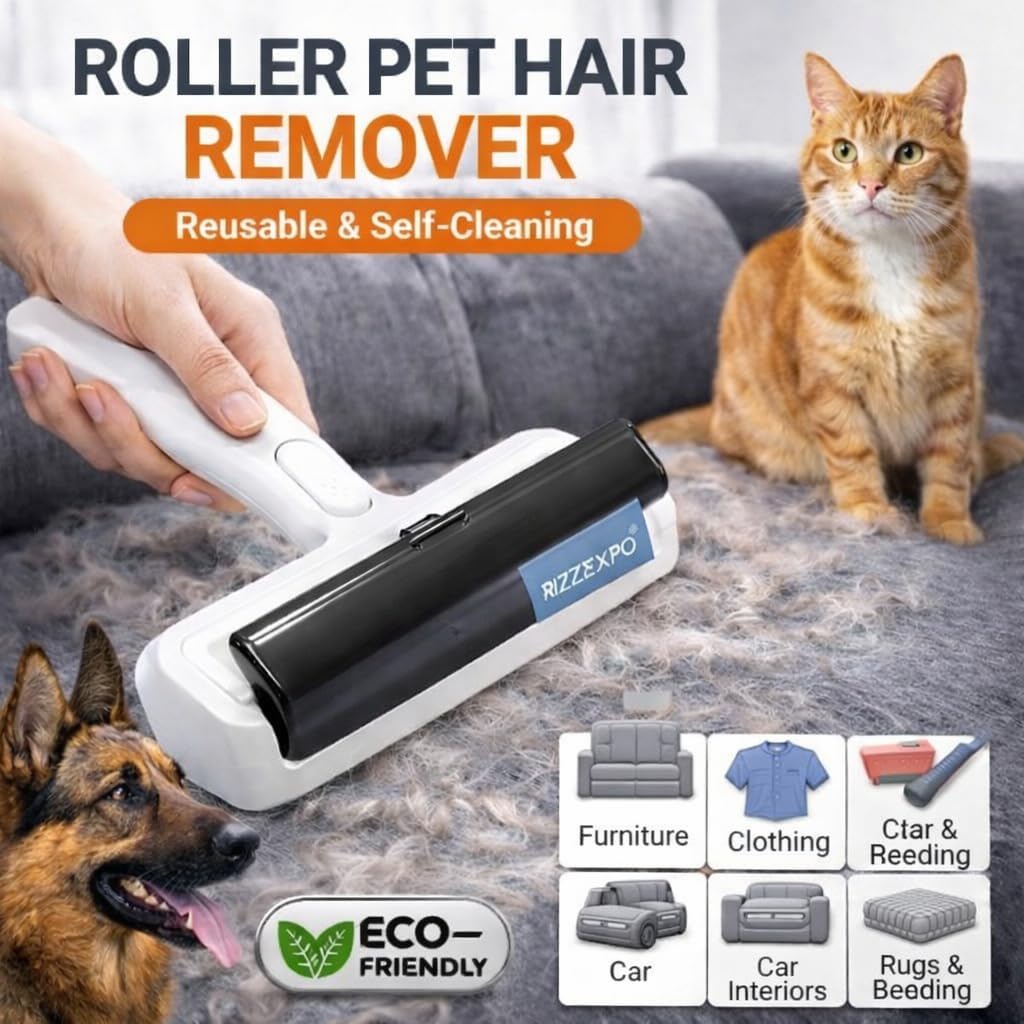 Pet Hair Remover, Reusable Lint Roller for Cat & Dog Hair, Carpet Rake for Pet Hair Removal, Cat Hair Remover Furniture, Dog Hair Remover for Car, Couch, Rugs & Bedding