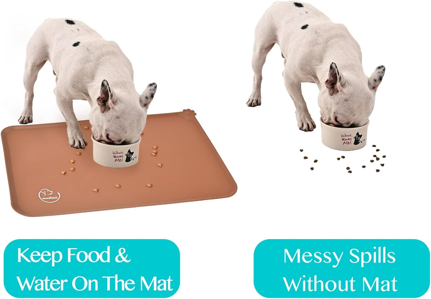 Silicone Waterproof Dog Cat Pet Feeding Mats, Non Slip, Easy Clean Pet Dog Cat Bowl Mats Placemat (18.5" x 11.5") Green