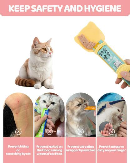 5 PCS Cat Food Can Covers Lids Set, Silicone Pet Food Can Lids with Multi-Function Cat Food Spoon and Opener, Cat Bar Squeezer, Stainless Steel Wet Food Spoon for Cats and Dogs (Pink) (Pink)