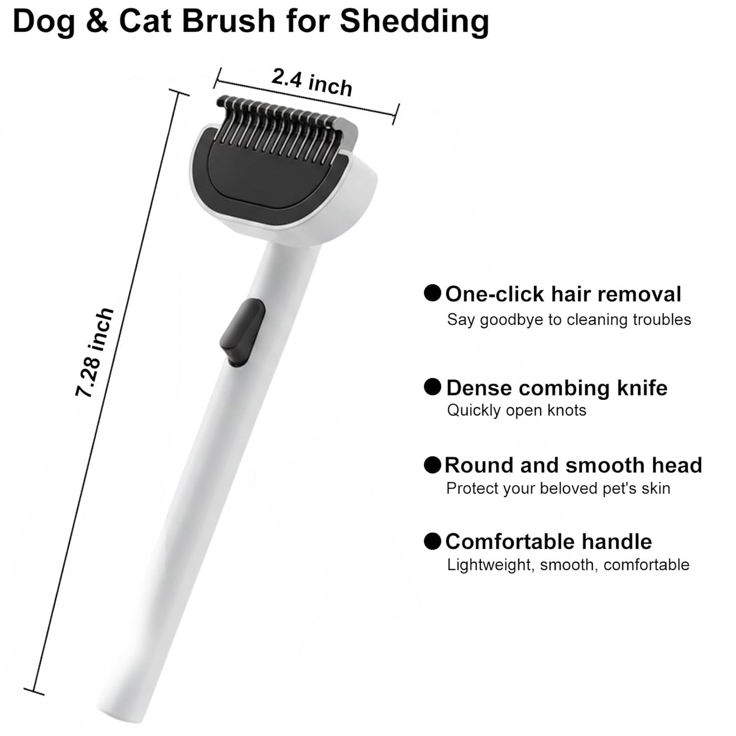 Dog & Cat Brush for Shedding, Self-Cleaning Dematting Comb Undercoat Rake, Deshedding Grooming Tool for Long & Medium Haired Pets, Removes Tangles Mats Loose Fur