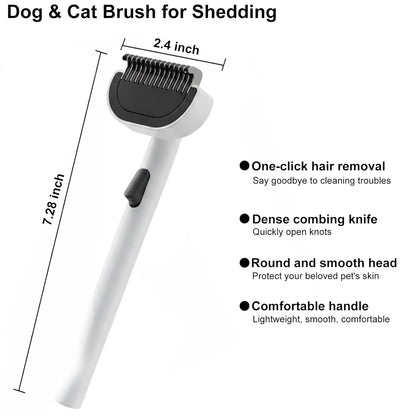 Dog & Cat Brush for Shedding, Self-Cleaning Dematting Comb Undercoat Rake, Deshedding Grooming Tool for Long & Medium Haired Pets, Removes Tangles Mats Loose Fur