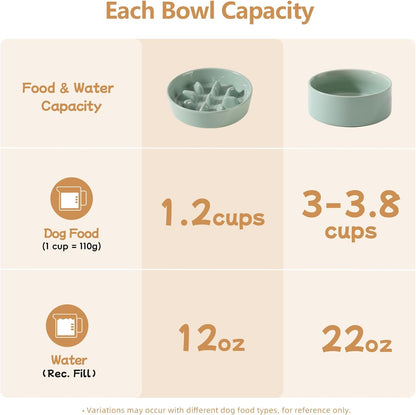 Havniva Ceramic Slow Feeder Dog Bowls, 1.6 Cups Dog Bowl Slow Feeding for Medium Breed, 8.2inch Puzzle Dog Food Bowl Slow Feeder Non-Slip Anti-Gulping and Anti-Choking Reduces Bloating