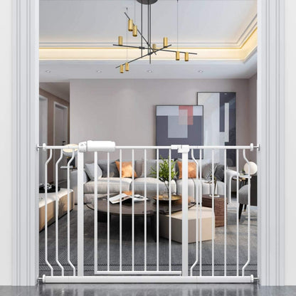 ALLAIBB Extra Wide Pressure Mounted Baby Gate Walk Through Child Kids Safety Toddler Tension White Long Large Pet Dog Gates with Extension for doorways Kitchen (57.48-62.20"/146-158cm, Black)