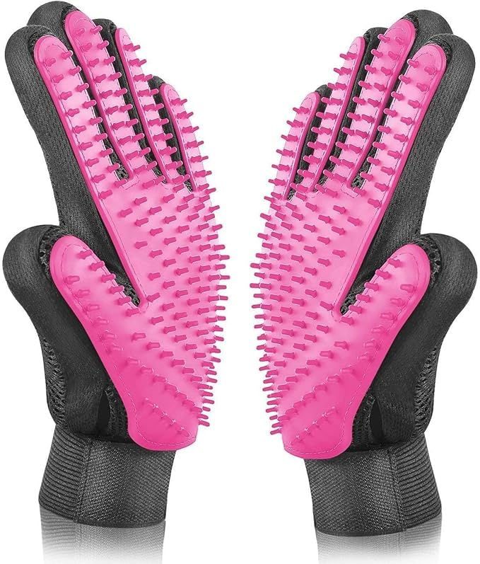 Limpet Grooming Glove- Hair remover gloves- Gentle shedding brushes for dogs, cats & horses (1 pair) (Blue)