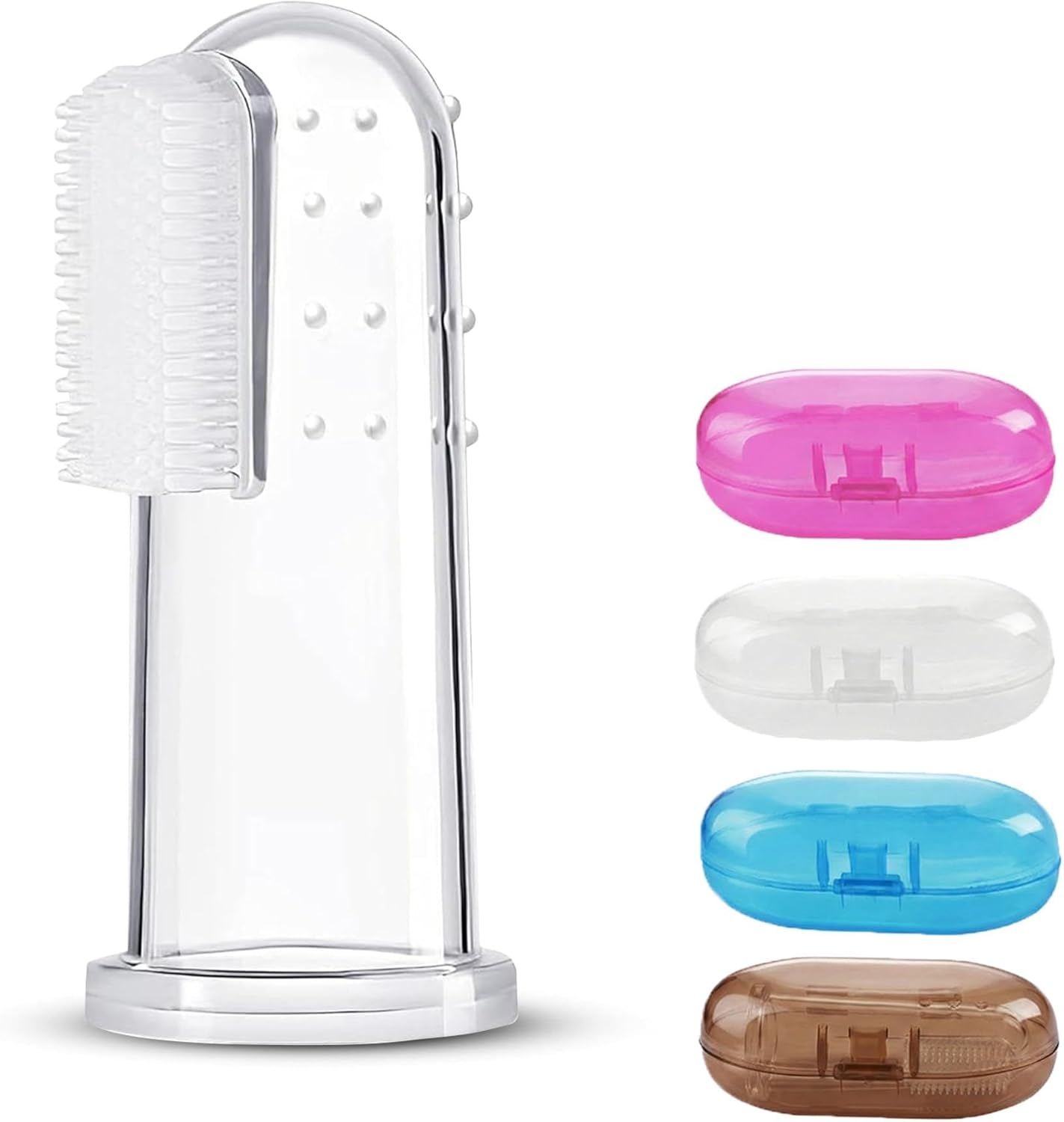 Dog Toothbrush Kit with Travel Cases – 4 Silicone Finger Toothbrushes for Dogs & Cats – Pet Dental Care, Dog Teeth Cleaning, Plaque & Tartar Control (Dog Toothbrush Kit + Dental Chew Toy)