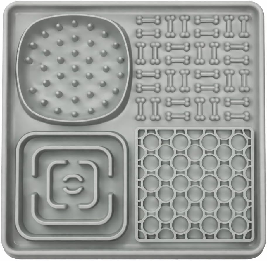 Hearth & Paw Silicone Lick Mat for Dogs Slow Feeder & Enrichment Mat, Food-Grade 100% BPA-Free Silicone, Mental Stimulation, Better Digestion, Anxiety Relief, Multiple Colors Available (Gray)