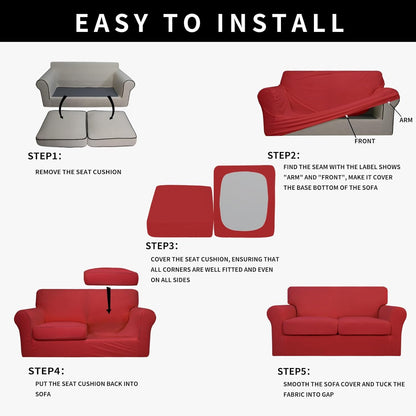 Easy-Going 100% Dual Waterproof 4 Pieces Stretch Soft Couch Cover for Dogs, Sofa Slipcover for 3 Separate Cushion Couch Leakproof Furniture Protector for Kids, Pets Dark Gray